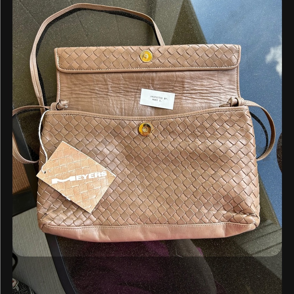 Meyers Brown Woven Leather Shoulder Bag